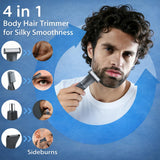 ULAIDO Beard Trimmer for Men, 4-in-1 Electric Grooming Kit with 8700RPM, IPX6 Waterproof, USB-C Fast Charge, 4 Detachable Heads for Nose Ear Eyebrow Body Hair Trimming