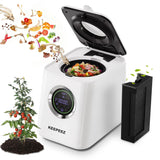 Eectric Kitchen Composter, 3L Smart Mill Food Recycler with Large Touch Screen, Compost Bin Indoor with 4 Sharktooth Blades, 0.5kWh Per Cycle Energy-efficient, Odorless, Low Noise, Auto-Cleaning