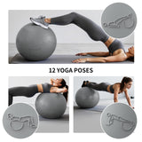FITMIND Extra Thick Yoga Ball with Training Instruction, Anti-Burst Slip Resistant Exercise Ball with Pump for Pilates,Physical Therapy,Pregnancy Stability,Birthing Ball 22in 26in 30in