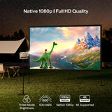 Aurzen BOOM mini Google TV Movie Projector with WiFi and Bluetooth, Voice Control, Family Mode, 20W Dolby Audio, Real-Time Focus, 4K Supported Smart Portable Home Theater Projector Outdoor, Off-white