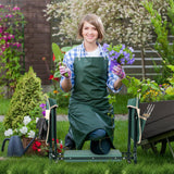 Garden Kneeler and Seat, Foldable Gardening Bench Stool with 2 Tool Bag Pouch 8" Width EVA Foam Pad, Sturdy Steel Frame
