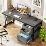 Tribesigns Computer Desk with 3 Drawers, 59-Inch PC Desk with Reversible Drawers, Industrial Study Writing Table Workstation with File Storage for Home Office (Grey)