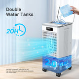 WICOLO Evaporative Air Cooler, Windowless Portable Air Conditioners Fan w/3 Modes & 3 Speeds, 12H Timer for Smart Auto-off, 2-Gal Tank for 20H Cooling,16FT Remote,No Hose Needed,46db Swamp Cooler