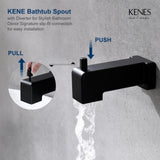 KENES Matte Black Tub Shower Faucet Set Complete with 10-Inch Rainfall Shower Head and Tub Spout, Square Tub and Shower Trim Kit, KE-6024A-2 (Shower Valve Included)