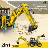 Mould King 17036 Excavator and Bulldozer 2 in 1, RC Bulldozer Building Set for Adults, APP Remote Control Truck Construction Vehicles Model with Motors, 2239 Pieces