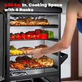 Digital Electric Smoker with Cover, LED Display Build in Meat Probe Large Capacity BBQ Smokers, 4 Racks Smoke More with 633 sq in Cooking Area