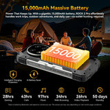 Blackview Rock 2 Pro 5G Rugged Phone Android 16, 15000mAh/33W Dual 400LM Camping Light, 32GB+256GB/2TB Rugged Smartphone Unlocked Gemini AI, 16MP+13MP 6.78" 2.4K 120Hz Glove Mode/NFC