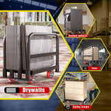 Flatbed Cart w/1Front&2 Side Handrails,2200 lbs Capacity Drywall Cart&Lumber Cart, Platform Truck w/2 Swivel Casters