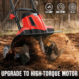 EWORK Electric Tiller for Gardening 10 Amp 14-Inch Powerful Corded Garden Tiller & Cultivators, Brushless Rototiller for Lawn, Soil, Yard