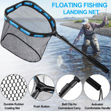 PLUSINNO Floating Fishing Net for Steelhead, Salmon, Fly, Kayak, Catfish, Bass, Trout Fishing, Rubber Coated Landing Net for Easy Catch & Release, Compact & Foldable for Easy Transportation & Storage