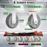 Heavy-Duty Platform Truck Cart with 2 Handrails and 6 of 6" Wheels 2200lbs Capacity Foldable Push Cart Dolly Large