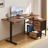 47 Inch L Shaped Desk with 3 Drawers Electric Standing Desks with Storage Computer Table Adjustable