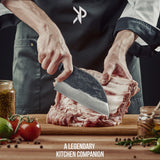 Kitchen perfection Handmade Meat Cleaver Knife for Meat Cutting - Professional 7" Serbian Chef Knife - Made of High Carbon Steel - Hand Sharpen Butcher Knife with Canvas Sheath, Unique Gifts for Men