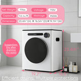 Dessiz 110V 11LBS Portable Clothes Dryer 950W Compact Laundry Dryers 1.6 cu.ft Front Load Stainless Steel Electric Dryers Machine for Apartment,RVs,Dorms,White Auto Stop