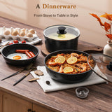 SODAY 15Pcs Pots and Pans Set Non Stick, Cookware Sets with Detachable Handle, Nonstick RV Kitchen Cooking Tools Removable Handles, Black