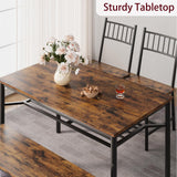 Garvee Dining Table Set for 4 with Bench and Chairs, 4-Piece Kitchen Table Set with Storage