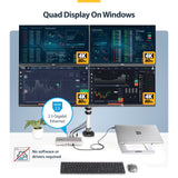 Quad Monitor 4K Windows, 16 Port 40Gbps Laptop Docking Station with 100W Charging, 2 x HDMI, 2 x DisplayPort (132N