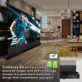 Elite Screens Kestrel Tab-Tension 3 CineGrey 4D, 150 inch 16:9, Standard Throw ISF Ceiling Ambient Light Rejecting (CLR/ALR) Electric Floor-Rising Projector Screen, Programmed Remote Kit, FTE150H3-C4D