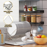 JOKKOL Collapsible Cup Drying Rack, Space Saving Foldable Stainless Steel(304) Mug Holder for Kitchen Counter,Compact 5-Glass Cup Rack Metal 3-Tier Large Capacity