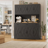 HOSTACK 71" Tall Kitchen Pantry Storage Cabinet, 55" W Kitchen Hutch, Black