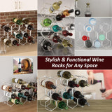 Buruis Countertop Wine Rack, 14-Bottle Modern Freestanding Metal Holder for Red and White Wine, Tabletop, Kitchen, Bar, and Cabinet Storage (Chrome)