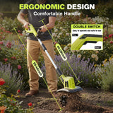 Saker 22V Cordless Electric Garden Tiller Cultivator, Lightweight Rototiller for Gardening, 9-Inch Tilling Width, 6.3-Inch Depth for Soil Preparation, Weeding, and Gardening 2 Batteries SK-TC18B
