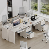 Bestier 55 Inch Computer Desk with Keyboard Tray, File Drawer, White