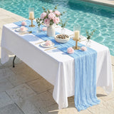 8 Pack Baby Blue 17 x 108 Inch Cheesecloth Table Runner - Boho Gauze Sheer Fabric for Wedding Baby Shower Party Home Decor