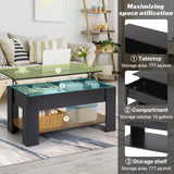 GINMAON Lift Top Coffee Table with Hidden Storage-39.4" Modern Lift-Up Design, Convertible Dining & Laptop Desk for Living Room, Reception-Scratch-Resistant, Spacious Compartment & Shelves (Black)
