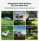 RoboUP Raccoon 2 SE Robot Lawn Mower with Replaceable Front Wheels, Auto Mapping Robotic Lawnmower for 0.15 Acre with APP Control, Vision Navigation, 20°Slope, Ideal Robot Mower for Small Lawns