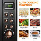 LDAILY 0.7Cu.ft Retro Small Microwave Oven, 700W Compact Countertop Microwave with 5 Power Levels, Auto Cooking Menus, Glass Turntable, Child Lock & Glass Turntable for Apartment, Dorm (Golden)