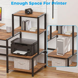 Computer Desk 58 inch with Monitor Stand, Reversible Home Office Desk with Printer Shelf |  Brown GreenForest