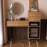 DinaiteEain 39.76" Modern Makeup Vanity Desk Without Mirror, Walnut Vanity Table with Drawers & Storage Cabinet, Small Space Dressing Table for Bedroom, Apartment & Home Office