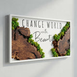 Handmade Moss and Natural Wood Wall Art - Preserved Reindeer Moss & Cedar Wood Tree Slice Decor - Sustainable Botanical Wall Panel - Nature Inspired Green Art for Living Room, Office, Entryway "72x24"