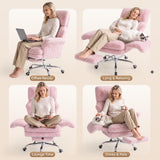 Cross Legged Office Chair with Footrest, Big and Tall Comfy Ergonomic Reclining Executive Chair Wide Seat with Flip-Down Armrests