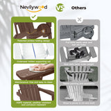 nevilywood Folding Adirondack Chairs Set of 4, HDPE Cup Holders, Coffee