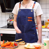 Toulite 4 Pack Canvas Chef Apron for Men with Adjustable Strap Cross Back Cotton Barber Apron with Pocket, 26 x 30''(Gray, Camel, Blue, Black)