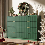 MAISONARIA Green Dresser for Bedroom, 8 Drawer Double Dresser, Modern Chest of Drawers for Bedroom, Living Room, Entryway and Closet, 55" L x 15.7" D x 37.4" H