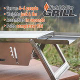 Portable Charcoal Grill with 6 Skewers - Stainless Steel Foldaway Grill for Camping, BBQ, Tailgating, Picnics Griddle Buddy