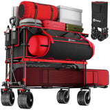 Sekey 500LBS Heavy Duty Double Decker Wagon with Extender, 400L Large Capacity Collapsible Garden Cart Fits 10x10 Canopy, All-Terrain Big Wheels