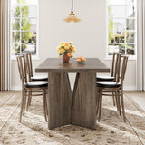 Rectangular Dining Table for 6-8, Wooden Thickened Long Desk, Farmhouse Kichen Table with Sturdy Frame and M-Shaped Legs