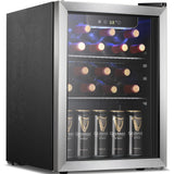 Antarctic Star 68 Can Beverage Refrigerator,Mini Fridge with with Stainless Steel Glass Door, Digital Temperature Display,Electronic Temperature Control, 1.7Cu.ft Silver