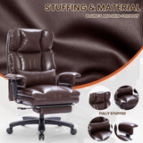 Big and Tall Office Chair with Foot Rest,Heavy Duty Office Chair(Brown)