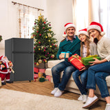 WANAI 3.5 Cu.Ft Mini Fridge with Freezer, Compact Refrigerator for Office, Dorm, Apartment, 7-Level Adjustable Thermostat, 2 Removable Shelves and Bakset, Small Fridge in Dark Gray