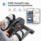 Sunny Health & Fitness Smart Under-Desk Elliptical Trainer, Mini Pedal Equipment for Senior Low-Profile Workout, Cycle Cardio Training at Home/Office, Free SunnyFit App Bluetooth Connect - SF-E324029