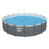 Bestway Steel Pro MAX 18' x 48" Above Ground Pool, Round Metal Frame Outdoor Swimming Pool Set with LED Light, Filter Pump, Ladder, & Cover, Dark Gray