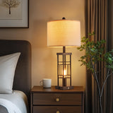 Reaketon Table Lamp for Living Room Set of 2 with USB Charging Ports, 3-Way Dimmable 27.6" Farmhouse End Lamps for Bedroom, Industrial Nightstand Lamps,Bulbs Included(Oil-Rubbed Bronze)