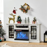 LUXOAK 59" Fireplace TV Stand with 3-Sided Glass Electric Fireplace