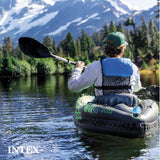 Intex 68305EP Challenger K1 Inflatable Kayak Set: Includes Deluxe 86in Kayak Paddles and High-Output Pump – Adjustable Seat with Backrest – Removable Skeg – 1-Person – 220lb Weight Capacity Intex