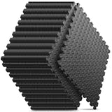 Home Gym Mat, Puzzle Exercise Mat, EVA Interlocking Foam Floor Tiles for Home Workout Equipment and Kids' Play Areas - Black, 24 in x 24 in x ½ in - 32 Tiles (Black, 32 Pack, 128 SQ FT) Nazhura